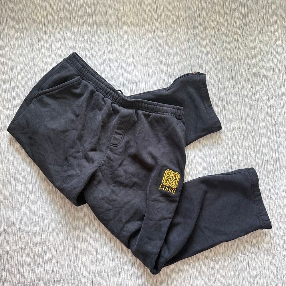 Vintage COOGI Black Fleece Sweatpants Baggy Streetwear Embroidered 69 XXL